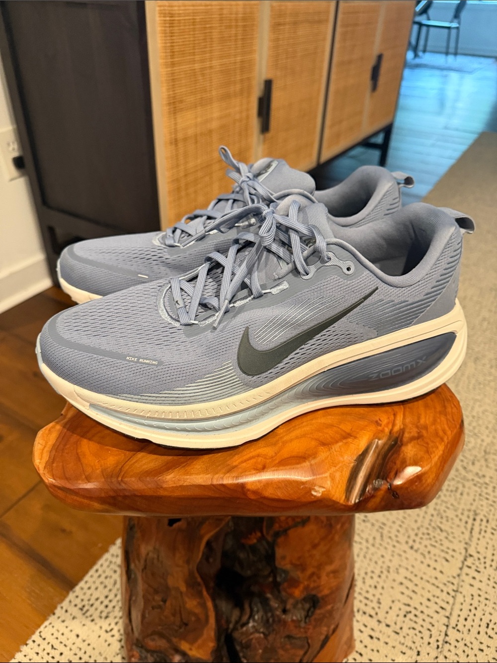 Nike Light Blue/Gray Zoom X Vomero Running Shoes with Dark Gray Swoosh